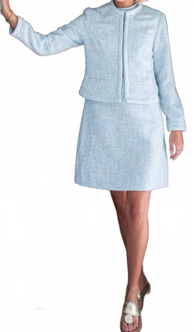 NEW SAIL TO SABLE cropped jacket in blue tweed